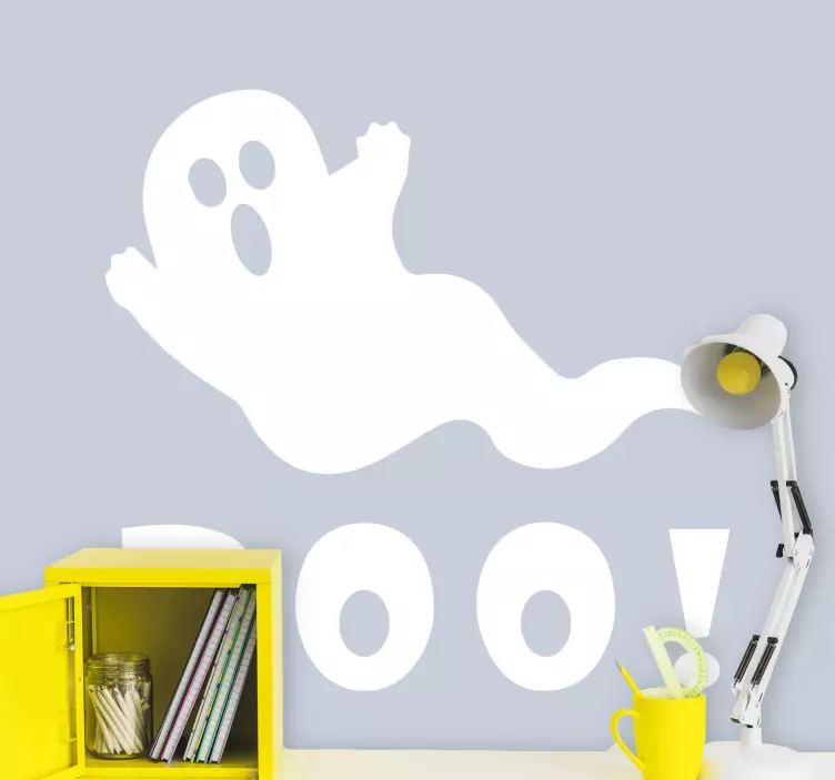 Boo-tekst med et spøgelses halloween-klistermærke - TenStickers