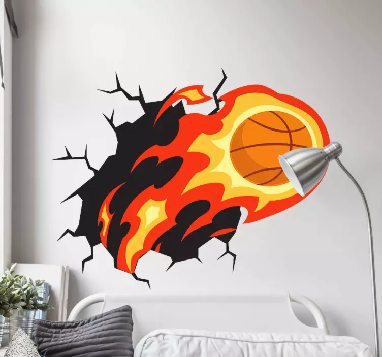 3D brændende basketball wallsticker - TenStickers