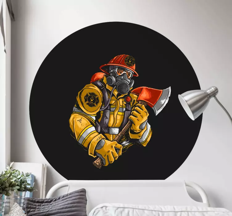 Brandmand holder økse wallsticker dyr - TenStickers