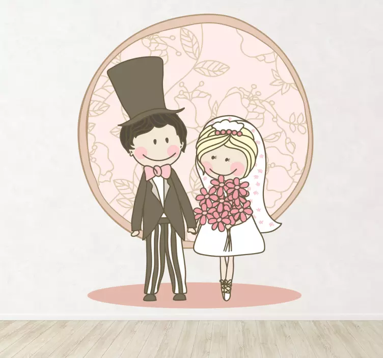 Brudepar tegning sticker - TenStickers