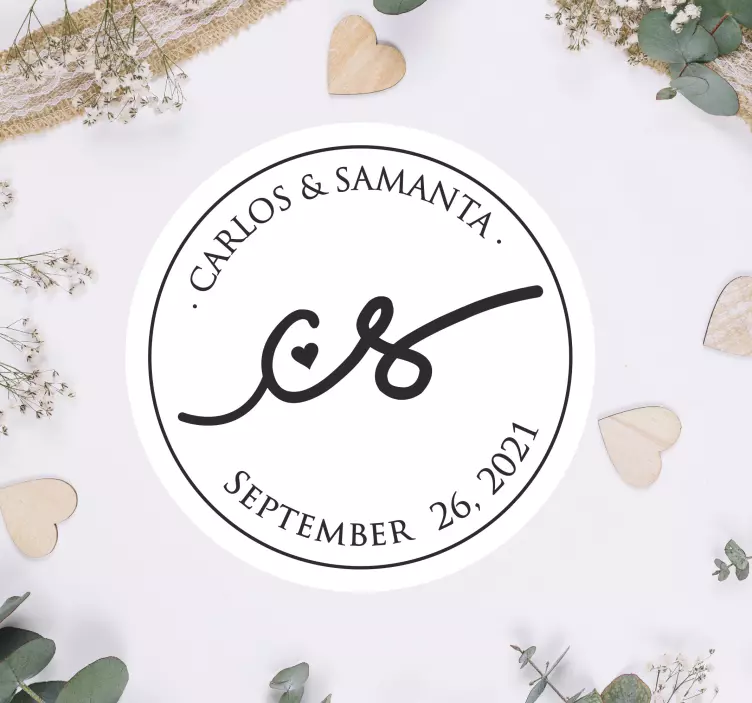 Brugerdefineret bryllupsnavnetegn bryllupsmærke - TenStickers