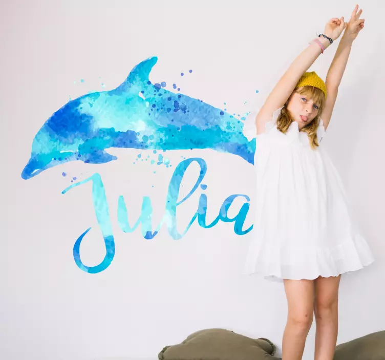 Brugerdefineret delfin vand tekstur fisk væg klistermærke - TenStickers