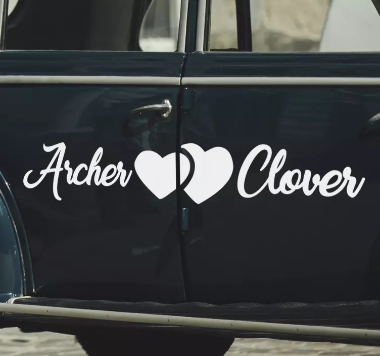 Bryllup ceremoni med navn stickers til bil - TenStickers