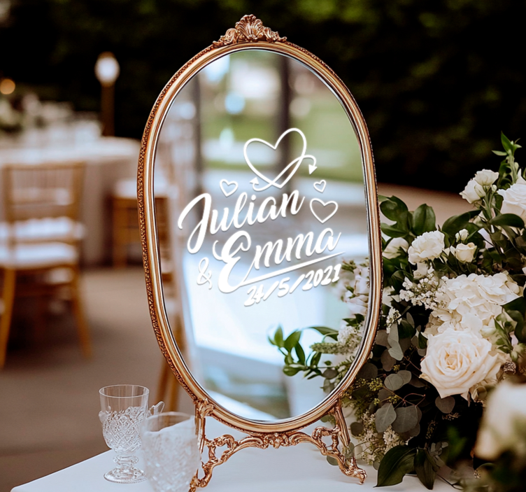 Personlige bryllup navn til bil navn klistermærke - TenStickers