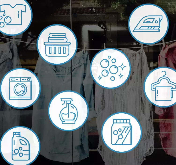 Butiksvinduer klistermærke vasketøjsikoner - TenStickers