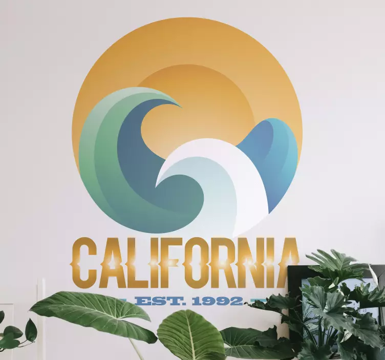 Californiske bølger solnedgang wallsticker dyr - TenStickers