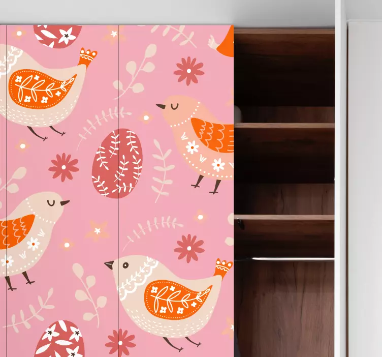 Folkekunst påske køleskab klistermærke - TenStickers