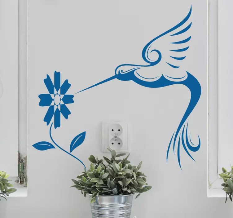 Colibri og blomster sticker - TenStickers