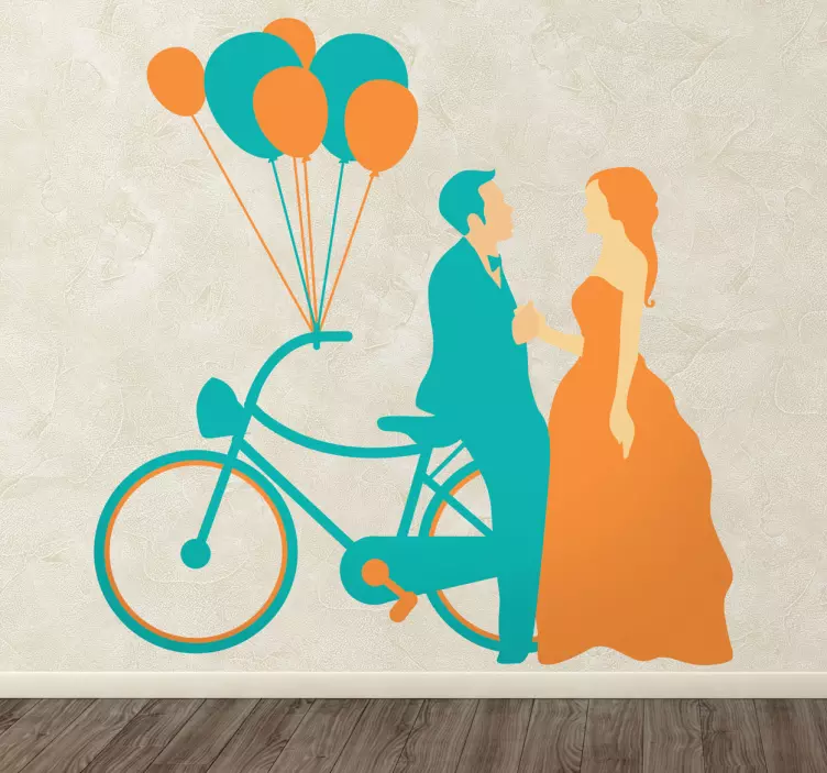 Cykel brydepar wallsticker - TenStickers