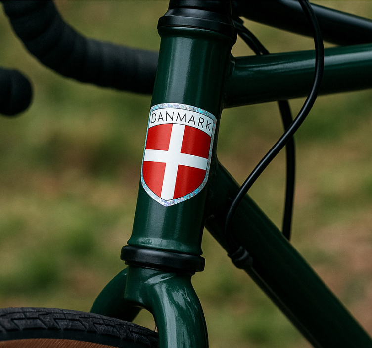 Danmarksskjold og dansk flag klistermærke til cykel - TenStickers