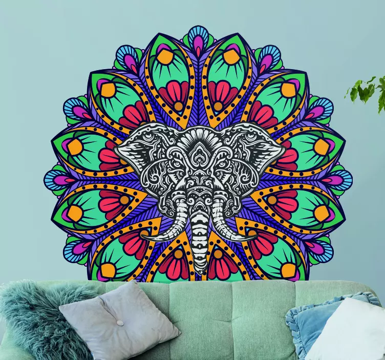Dekoration klistermærker elefant mandala mønster - TenStickers