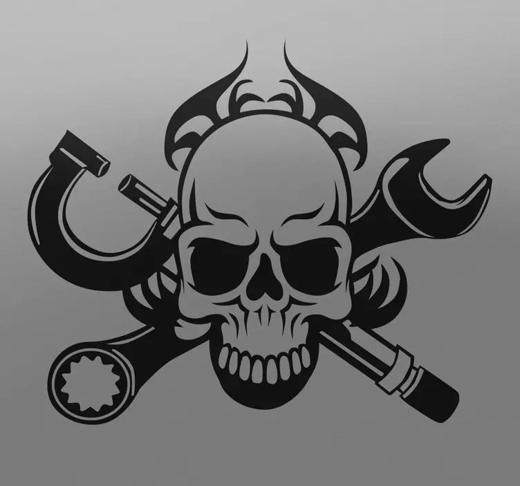 Dekorativt klistermærke til motorskalle - TenStickers