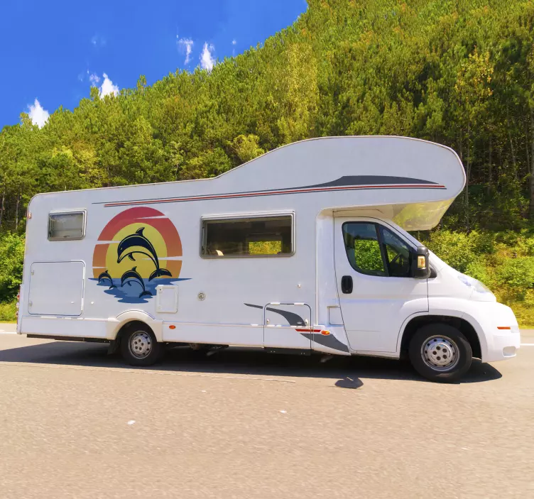 Delfin solnedgang klistermærke til campingvogn - TenStickers