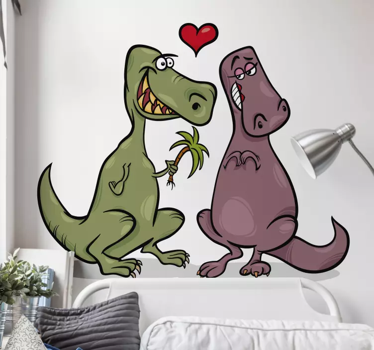 Dinosaurier i kærlighed vægklistermærke - TenStickers