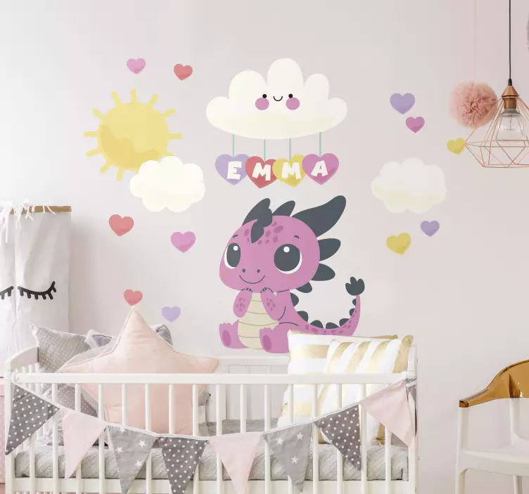 Drage og skyer illustration sticker - TenStickers