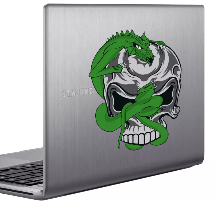 Dragon & skull laptop klistermærke - TenStickers