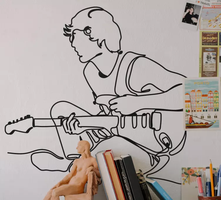 Dreng spiller guitar rock klistermærke - TenStickers