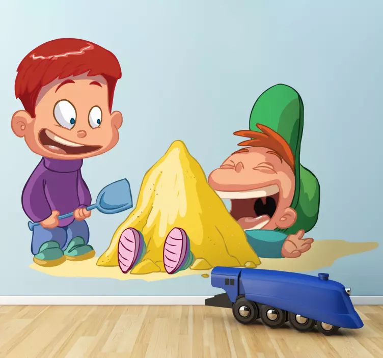 Drenge leger med sand børn mærkater - TenStickers