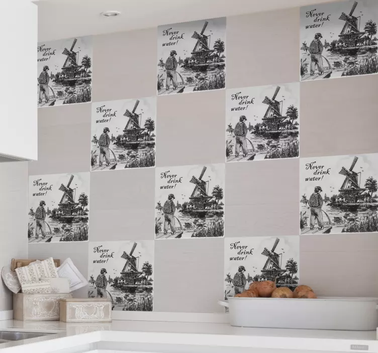 Aldrig drikke vand fliser mærkat - TenStickers