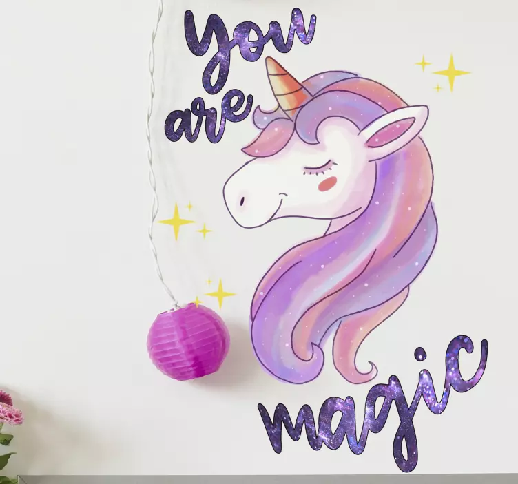 Du er magisk unicorn tekst eventyrklistermærke - TenStickers