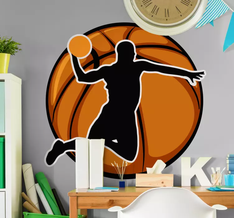 Dynamisk slam dunk basketball klistermærke - TenStickers