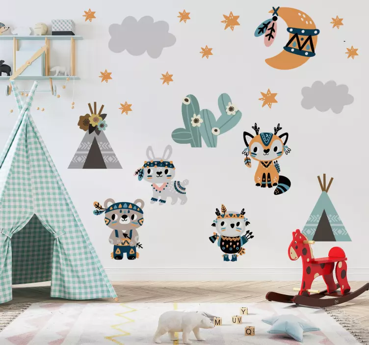 Dyr i indisk stil illustration sticker - TenStickers