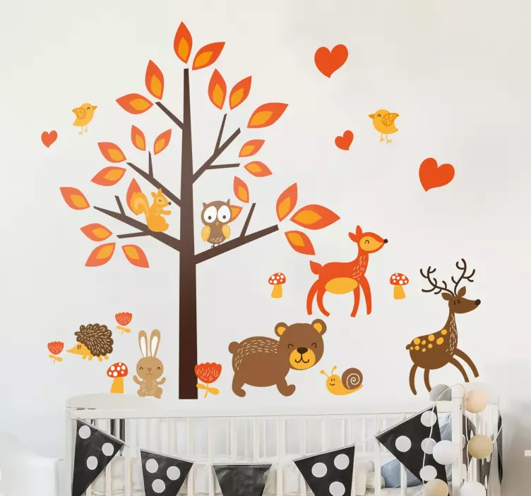 Efterår skovdyr wallsticker - TenStickers