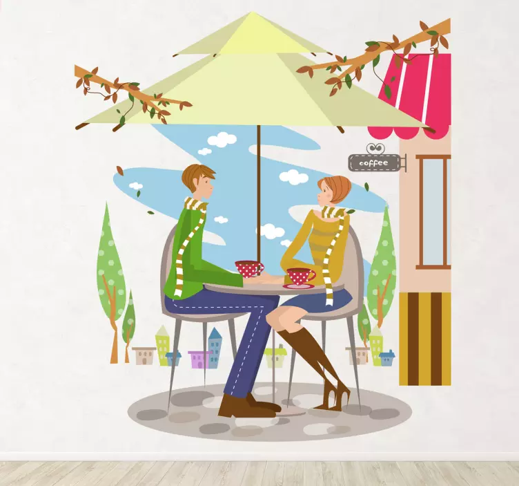 Efterårs wallsticker par café - TenStickers