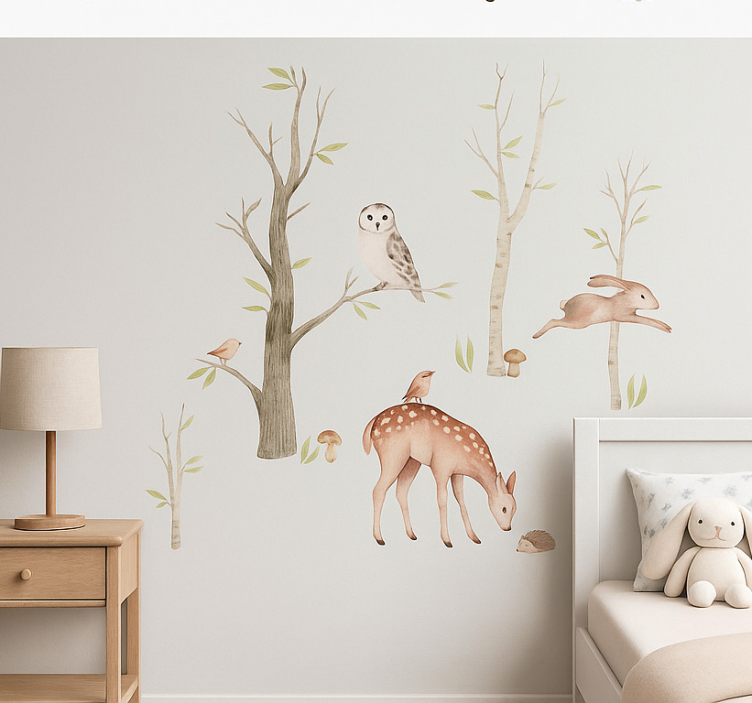 Efterårs realistisk skov wallsticker dyr - TenStickers
