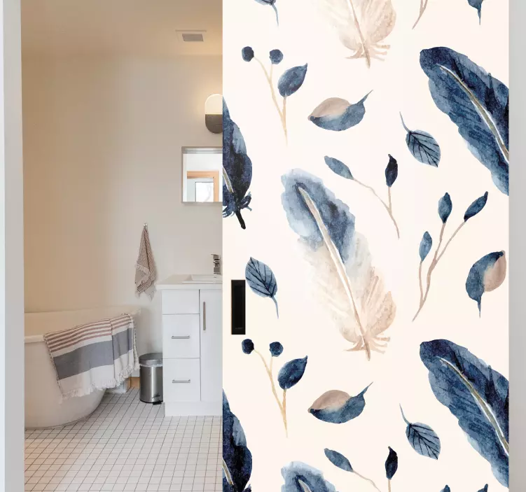 Elegante bladmønstre klistermærke til dør - TenStickers