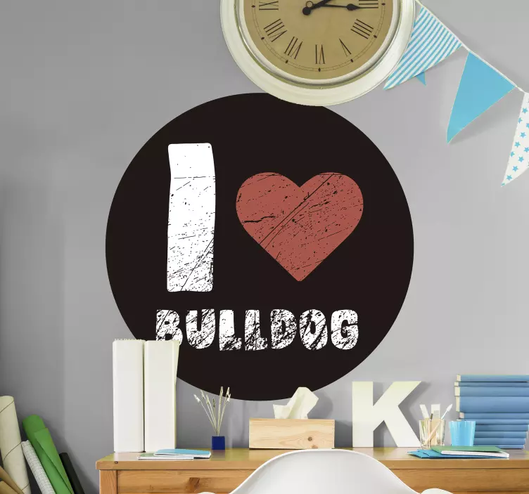 Elsker bulldog wallsticker dyr - TenStickers