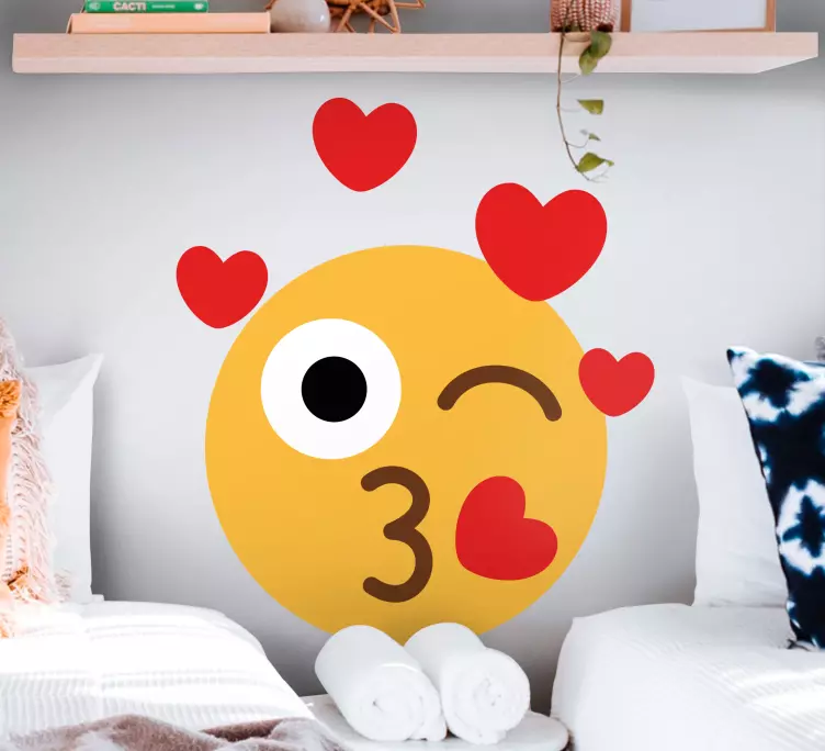 Emoji, der sender kys ind i et hjerteklister - TenStickers