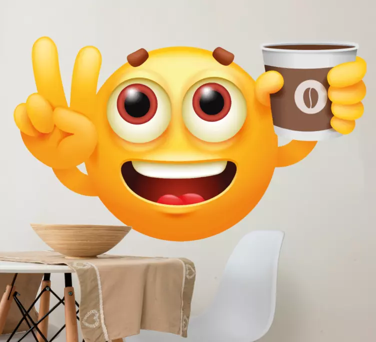 Emoji drikker kaffe væg klistermærke - TenStickers