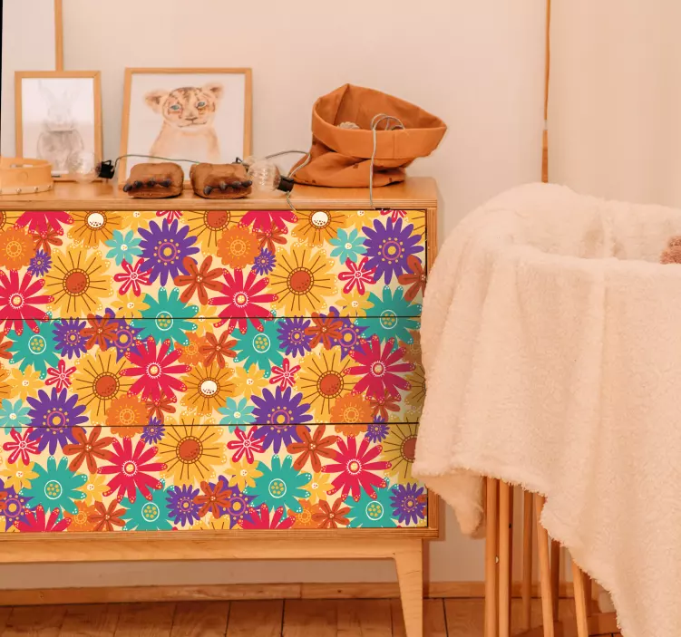 En masse blomster folie til møbler - TenStickers