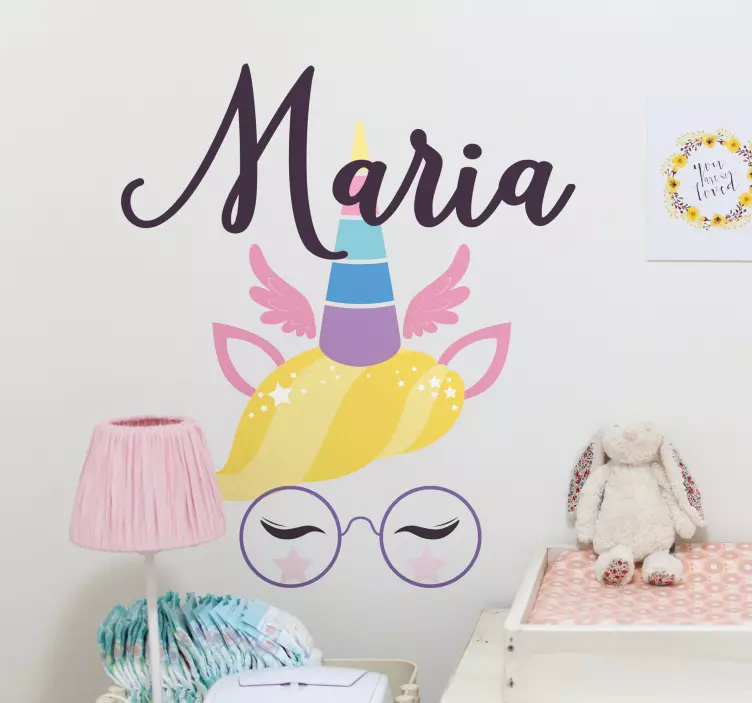 Enhjørningers øjne med navne tilpasset mærkat - TenStickers