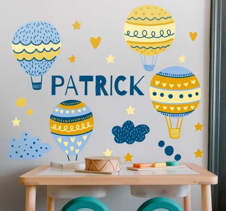 Luftballoner med stjerner og skyer wallsticker - TenStickers