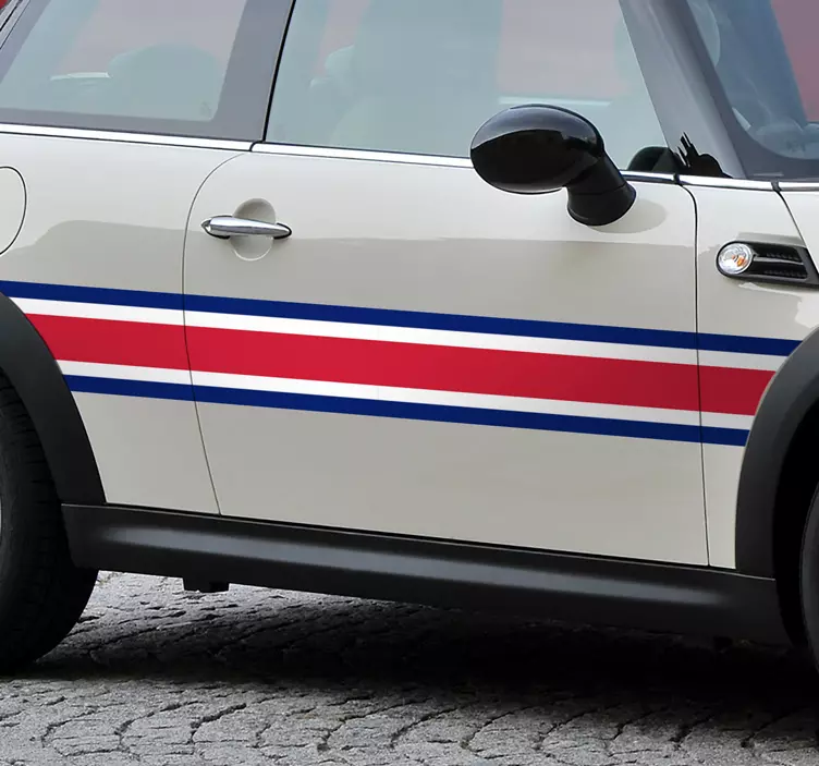 Klistermærke til bil med rød, blå og hvid streger - TenStickers
