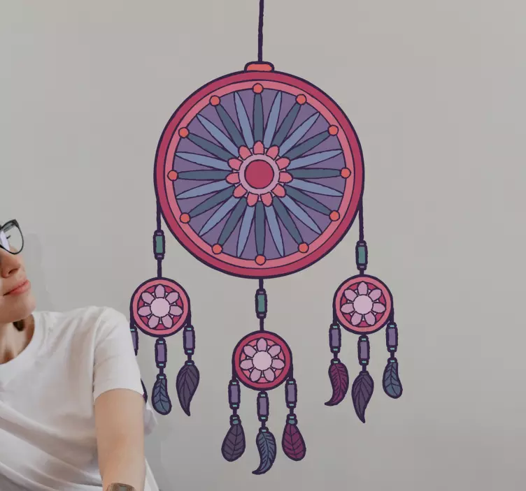 Etnisk flerfarvet drømmefanger objekt klistermærke - TenStickers