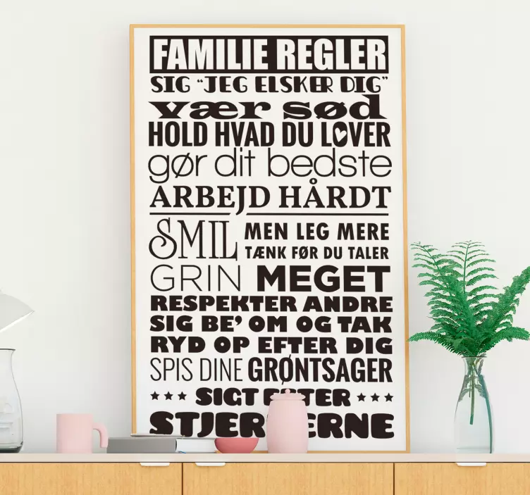 Familie regler sætning hjem tekst vægklistermærke - TenStickers