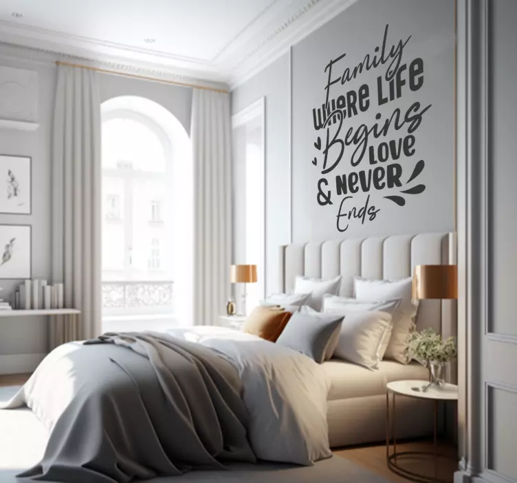 Familiekærlighed begynder Citat klistermærke - TenStickers