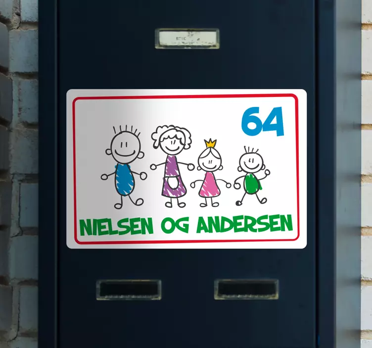 Familie postkasse personlig klistermærke - TenStickers
