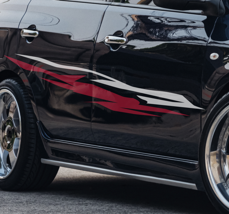 Hvid og rød streger klistermærke til bilen - TenStickers