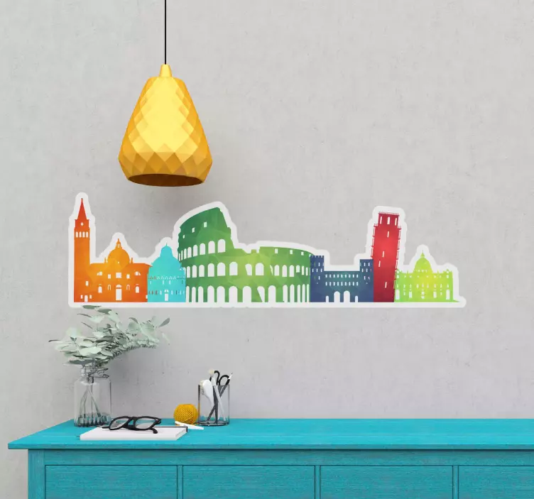 Farverig byskyline wallsticker dyr - TenStickers