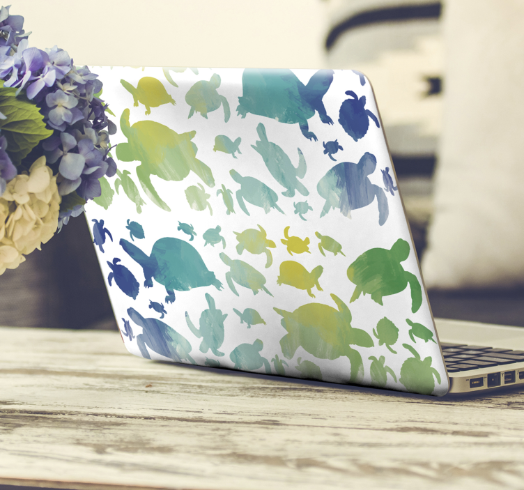 Farverig skildpadde pack laptop klistermærke - TenStickers