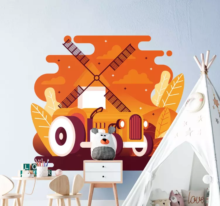 Farverig traktorillustration klistermærke dyr - TenStickers