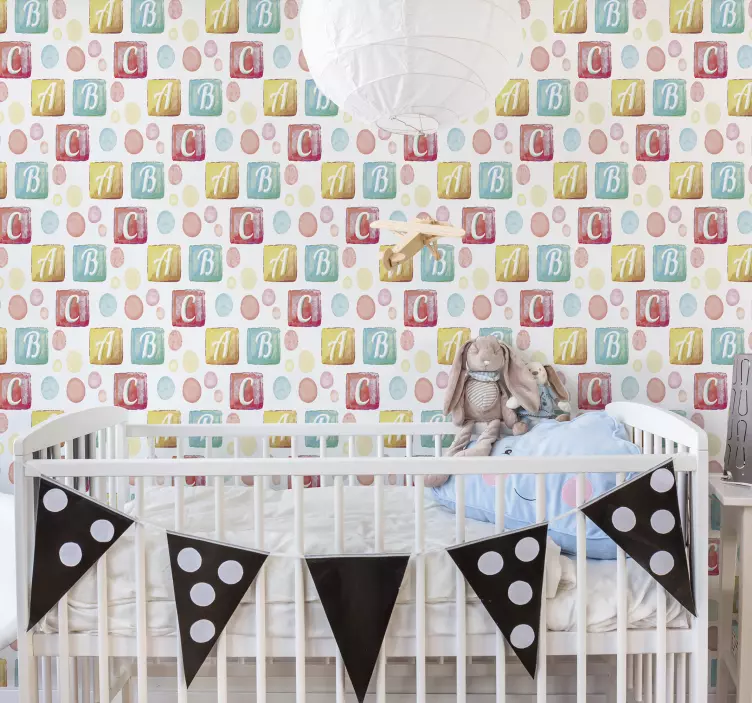 Farverige alfabetblokke klistermærke til børn - TenStickers