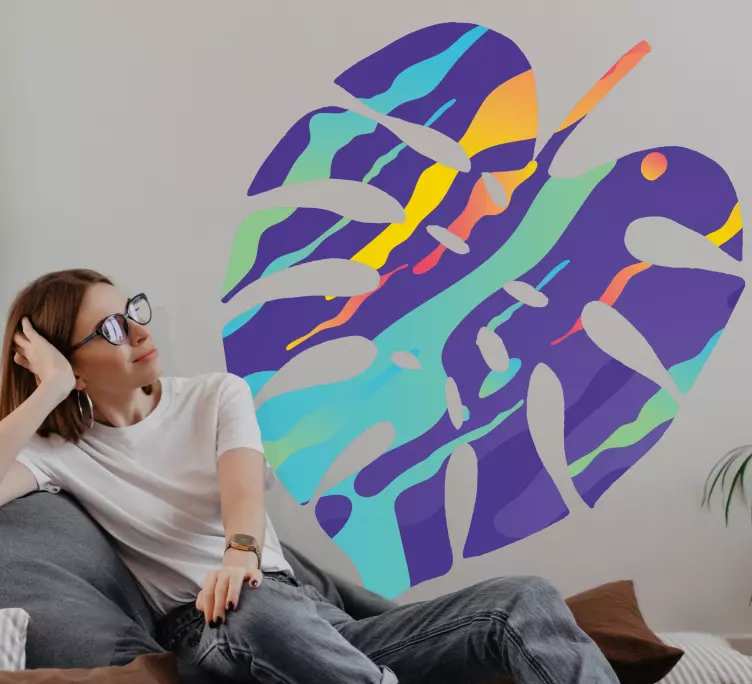Farverigt blad abstrakt kunst væg kunst klistermærke - TenStickers