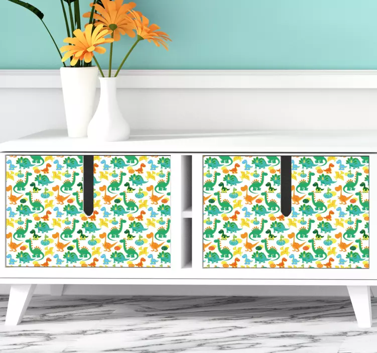 Farverige dino-mønstre klistermærke - TenStickers