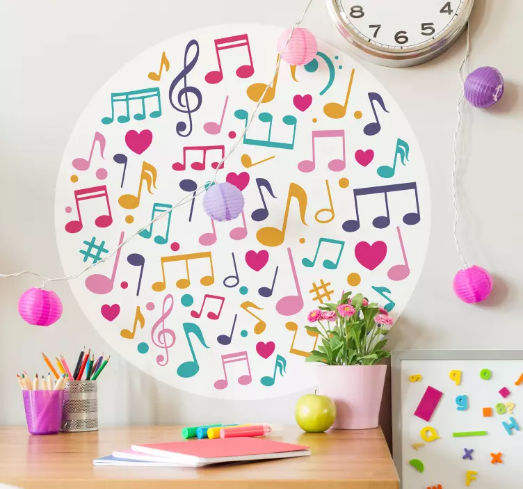 Farverige musiknoter wallsticker dyr - TenStickers