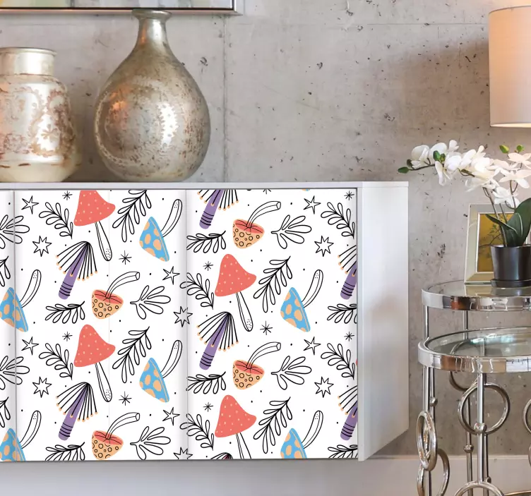 Farverige naturmønstre folie til møbler - TenStickers